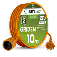 Garten Verlängerungskabel Konstruktion Single 1 Sockel 10m Orange Cord GRIDEN Lumiled