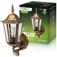 Wandleuchte Außen E27, Hängende Gartenlaterne mit Bewegungsmelder BELLIS LUMILED