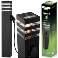 Gartenleuchte E27, Außenstehleuchte Pollerleuchte mit Steckdose 60cm TAXUS 2 LUMILED