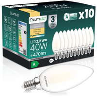 10x LED-Glühbirne E14 Kerze B35 2.2W 470lm = 40W 2700K Warm 360° Filament CLASS A LUMILED