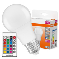 2x LED Leuchtmittel A60 E27 9W = 60W 806lm RGBW 180° OSRAM Star + Fernbedienung