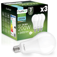 3x LED-Glühbirne E27 A95 24W = 200W 3452lm 6500K Cold 260° LUMILED
