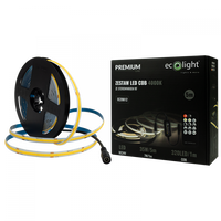 LED-Streifen COB 7W/m 630lm/m 320LED/m 24V 4000K Neutral IP20 Reel 5m + Netzteil + Fernbedienung Ecolight