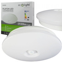 Plafond LED-Deckenleuchte 24W 1920lm 4000K Neutral IP44 mit Bewegungs- und Dämmerungssensor Ecolight