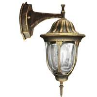 GARTEN Wandleuchte FLORENCE unten 1xE27 GOLDLUX (Polux) Alum. PATINA