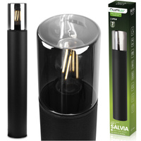 Stehende Gartenlampe für E27 Glühbirne Schwarzes Glas IP54 60 cm SALVIA LUMILED
