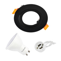 Set Halogen-Einbauleuchte VENTUS Schwarz Rund + LED-Lampe GU10 5W Neutral 120° Lumiled