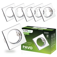 6x PAVO Chromblech MR16 GU10 LUMILED quadratische Halogeneinbauleuchte
