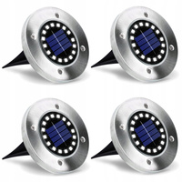 Satz von 4x Solar Garten Lichter LED angetriebene Scheiben 0.96W 6500K Kalt mit Dämmerungssensor Silber IP44 Masterled