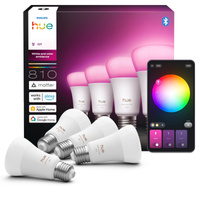4x LED-Glühbirne E27 A60 6W = 60W 810lm 1800-20000K CCT + RGB SMART Smart Bluetooth ZigBee Weiß und Farbe Ambiance Philips HUE