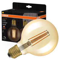 2x Dekorative Leuchtmittel E27 G95 6,5W = 55W 725lm 2400K warm 300° Filament dimmbar OSRAM Vintage 1906