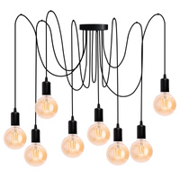 Pendelleuchte mit 8x E27-Sockeln einstellbare, Hängelampe Schwarz mit 8-fach Pendel Spinne Arane LUMILED
