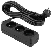 Strom-Verlängerungsstecker – 3 x Steckdose mit Erdungs-Steckdosenleiste 5 m 3 x 1,5 mm 16 A Schwarz
