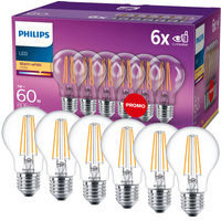 Set mit 6x LED Lampen E27 A60 7W = 60W 806lm 2700K Warmfilament PHILIPS