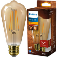 Edison LED Lampen E27 ST64 3,1 W = 25 W, 250 lm, 1800 K, warmes Filament, bernsteinfarben, PHILIPS