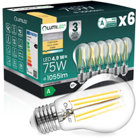 6x LED-Lampe E27 A60 4,9W 1055lm = 75W 2700K warmweiß 360° Filament Energieklasse A LUMILED