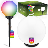 LED ATRIS Solar Gartenlampe angetrieben oberirdisch weiße Kugel 15cm RGB LUMILED