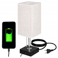 E27 Schule Nachttischlampe USB-A + USB-C Schalter ein/aus schwarz Chrom Boro Masterled