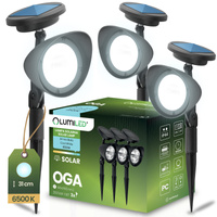 LED Solarbetriebene Gartenlampe Schwarz Gerichtetes OGA Reflektor IP44 6500K LUMILED