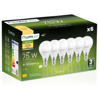 6x LED-Lampe E14 Ball P45 10W = 75W 11100lm 3000K Warm 180° LUMILED