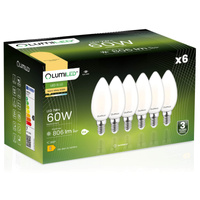 6x LED Lampen E14, Kerzenform Lampe B35 7W = 60W 806lm 360° 3000K warm Milch Glühfaden LUMILED