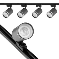 Beleuchtungsschienen-Set 2m Schiene + 4 xGU10 schwarze LED-Schienenstrahler mit dekorativem Ring