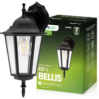Wandleuchte Außen E27, Hängende Gartenlaterne Schwarz BELLIS LUMILED
