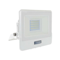 LED Fluter 20W 1510lm 6500K IP65 Weiß mit Muff, Bewegungssensor und CUT-OFF-Funktion Samsung Chip VT-128S-W V-TAC