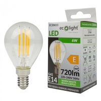 LED Birne Kugel P45 E14 6W 720lm 2700K Warm FILAMENT Ecolight