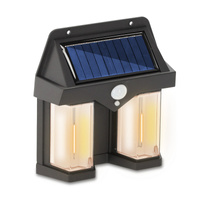 Solar LED Wandleuchte Solar-Fassadenstrahler Dämmerungssensor Schwarz