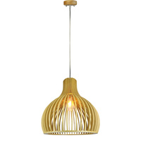 Hängeleuchte E27 Holzschirm mit Chrom-Finish rund 35x45cm VT-3450 V-TAC