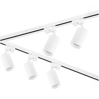 3m Stromschiene + 5x Schienenstrahler GU10 Weiß SAGI + L-Verbinder LUMILED