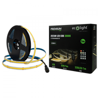 LED-Streifen COB 7W/m 630lm/m 320LED/m 24V 3000K Warm IP20 Rolle 5m + Netzteil + Fernbedienung Ecolight