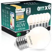 6x LED-Lampe E27 Kugel P45 2,2W 470lm = 40W 2700K warmweiß 360° Filament Energieklasse A LUMILED