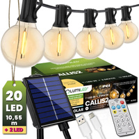 Solar Garten Girlande 20x LED Zierkugeln 10,55m 2700K Warm + Fernbedienung CALLIS2 LUMILED