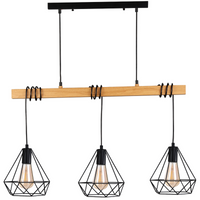 VIGO Hänge-Deckenleuchte 3xE27 Überhang Holz Schwarz GOLDLUX (Polux)