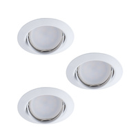 Set aus 3x TRIBIS II GU10 PAR16 10W Deckeneinbauleuchte rund Moving white + GU10 Leuchtmittel 400lm 3000K Warm KANLUX