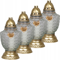 4xGlaskerze für das Grab der geliebten Mutter 52h mit Ganzjahreseinsatz 32cm