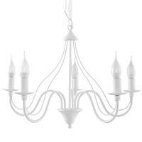 MINERWA Hängelampe 5xE14 Traditioneller Kronleuchter Weiß SOLLUX