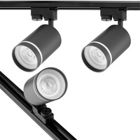 Beleuchtungsschienen-Set 1m Schiene + 2 xGU10 schwarze LED-Schienenstrahler mit dekorativem Ring