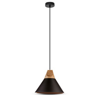 Hängeleuchte E27 Schwarzer Schirm mit Holzoberfläche VT-7425 V-TAC