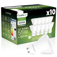 10x LED-Lampe GU10 Reflektor PAR16 5.2W = 55W 720LM 4000K neutralweiß 38° LUMILED