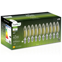 10x LED-Lampe E14 Kerze B35 4W = 40W 470lm 3000K Warm 360° FILAMENT LUMILED