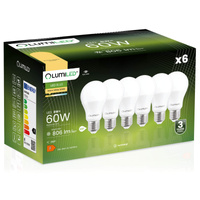 6x LED Lampen E27, Glühbirne A60 8W = 60W 806lm 260° 3000K warm LUMILED