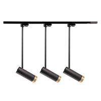 Stromschienen-Kit 1-Phasen-Schiene + 3x GU10 Reflektor Schwarz Gold PORTO Sanico Goldlux