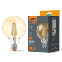 E27 G95 LED Lampen 7 W = 53 W, 700 lm, 2200 K, warmer Bernsteinfaden, dimmbar, 360° VIDEX