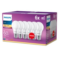 6x LED Lampen E27 A60 7W = 60W 806lm 2700K Warm 150° PHILIPS