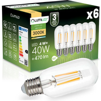 6x LED-Lampe E27 T45 FILAMENT 4W = 40W 470LM 3000K warmweiß 360° Dekorativ LUMILED