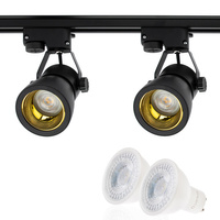 Beleuchtungsschiene 1m Schiene + 2xGU10-Schienenstrahler Schwarz-Gold + 6W LED GU10 3000K