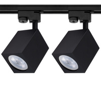 1m Stromschiene + 2x Schienenstrahler GU10 Schwarz Quadratisch LUMILED